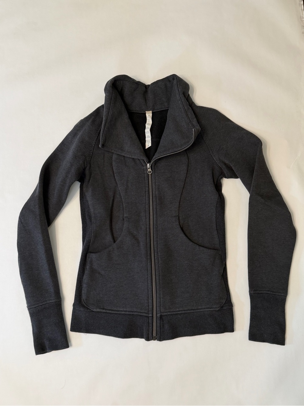 Lululemon Asymmetrical Zip Moto Fleece Jacket Heathered Charcoal Black size 2
